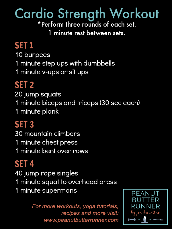 cardio workout strength workouts minute exercises crossfit circuit fitness bodyweight core peanut butter total runner training amrap gym peanutbutterrunner minutes
