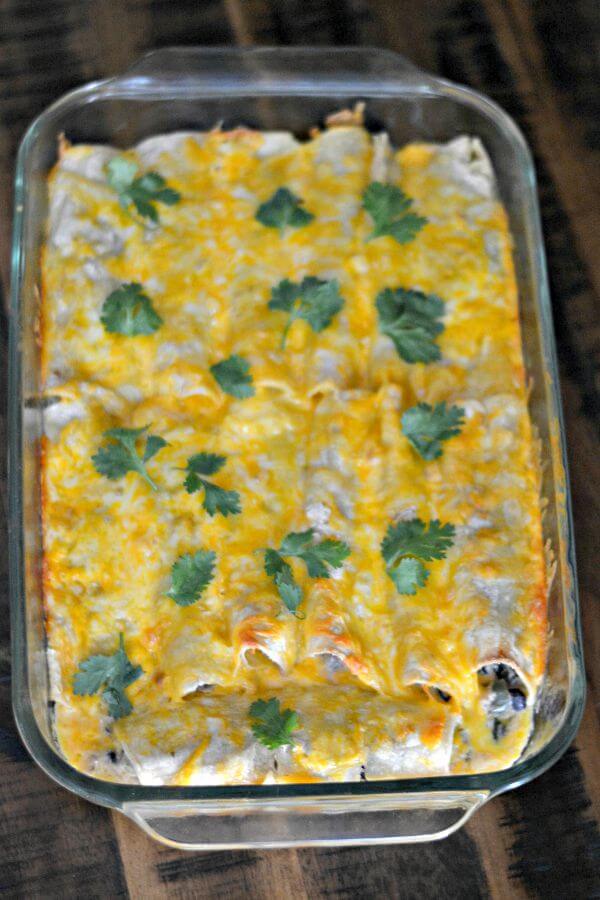 Spinach, Mushroom and Black Bean Enchiladas