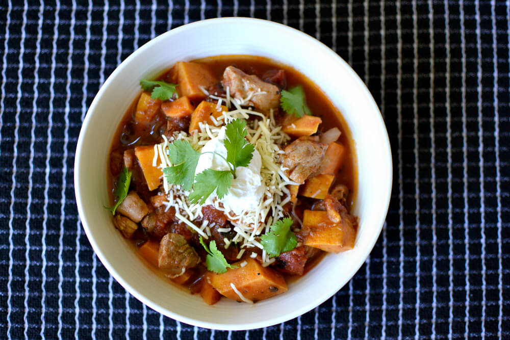 Simple Chicken, Sweet Potato and Black Bean Chili