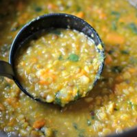 Warming Lentil + Sweet Potato Soup