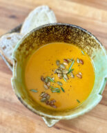 Butternut Squash and Carrot Soup with Ginger, Turmeric and Coconut Milk